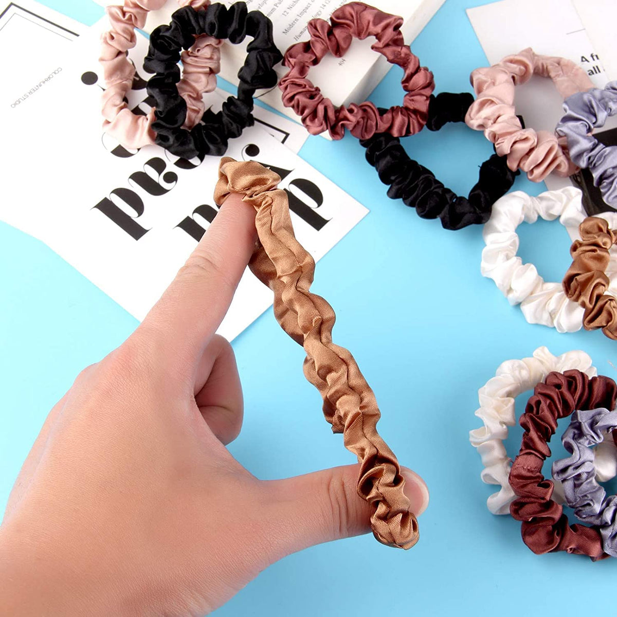 24 Pieces Silk Hair Scrunchies Silk Hair Tie Elastic Ponytail Holders for Women Girls Hair Accessories (005)