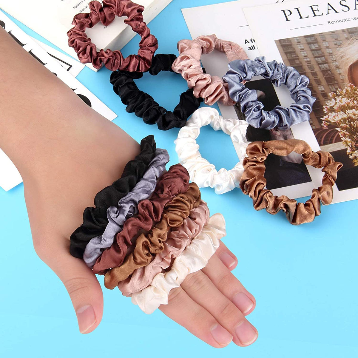 24 Pieces Silk Hair Scrunchies Silk Hair Tie Elastic Ponytail Holders for Women Girls Hair Accessories (005)