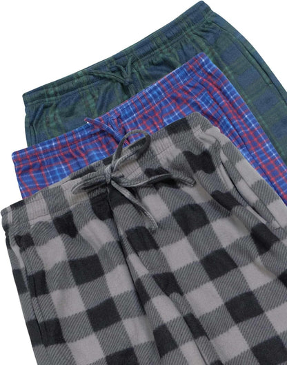 3 Pack Boys' Fleece Pajama Pants Sleepwear Pjs Kids Teens Bottoms Pockets